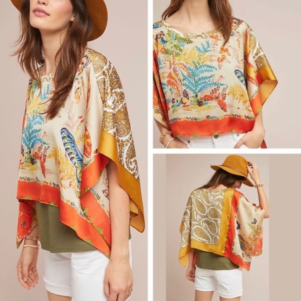 Anthropologie Butterfly Scarf Top
